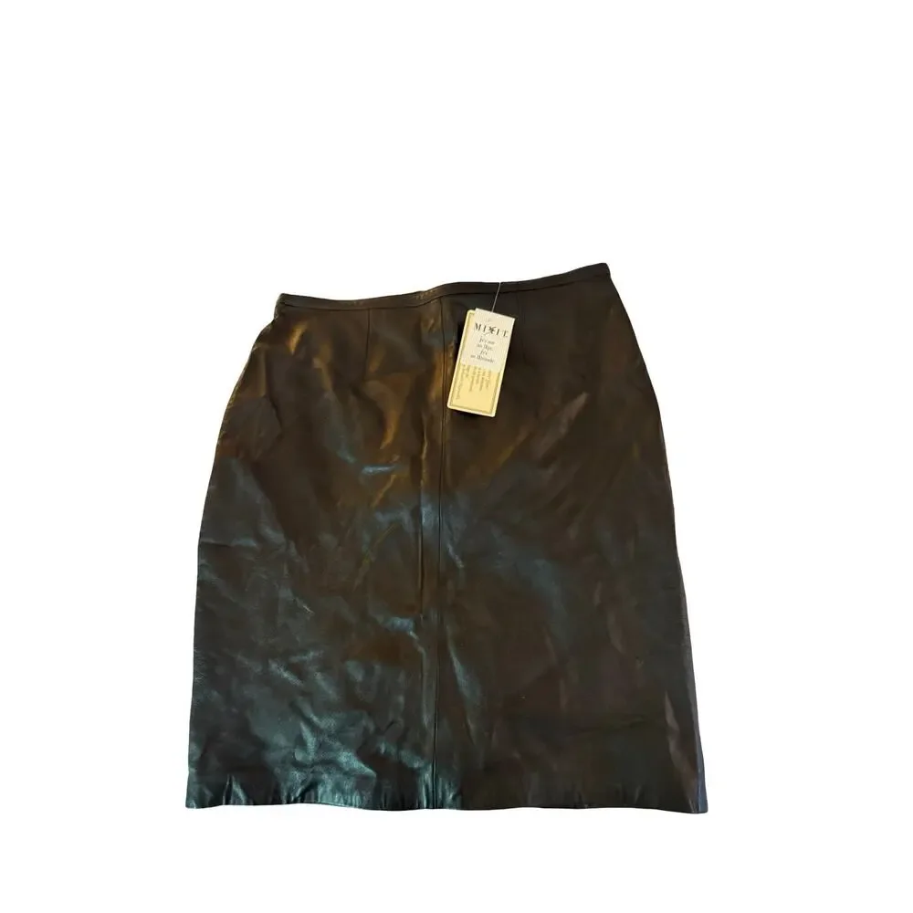 MIXIT Black Leather Skirt Womens Size 10 Genuine Lamb Leather Short 90s NWT